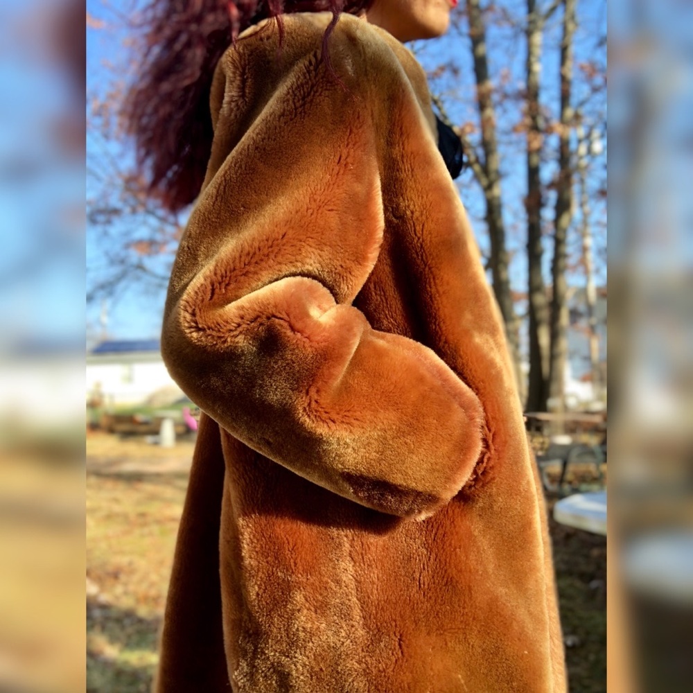 Vintage Teddy Bear Coat Dyed Lamb Fur Winter - Picture 3 of 8